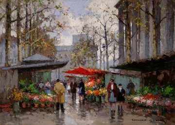 街並み Painting - ラ・マドレーヌ5パリのECフラワーマーケット